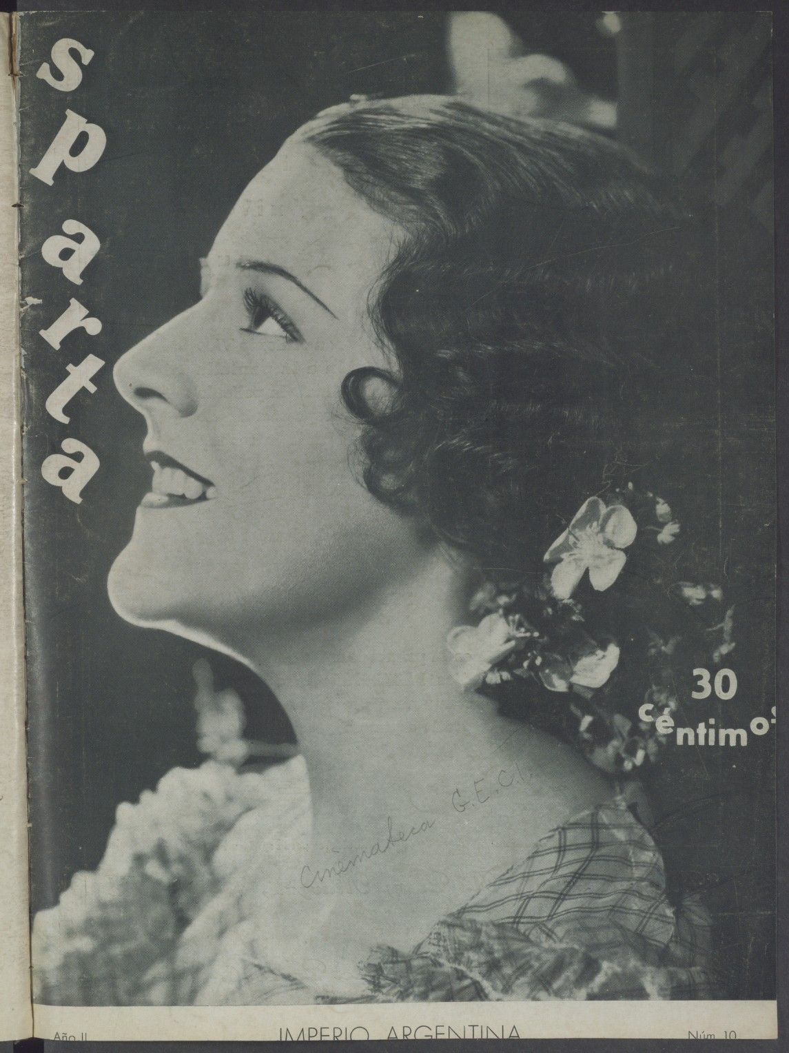 CINEMA SPARTA magazine side cover Issue 10 7 January 1935