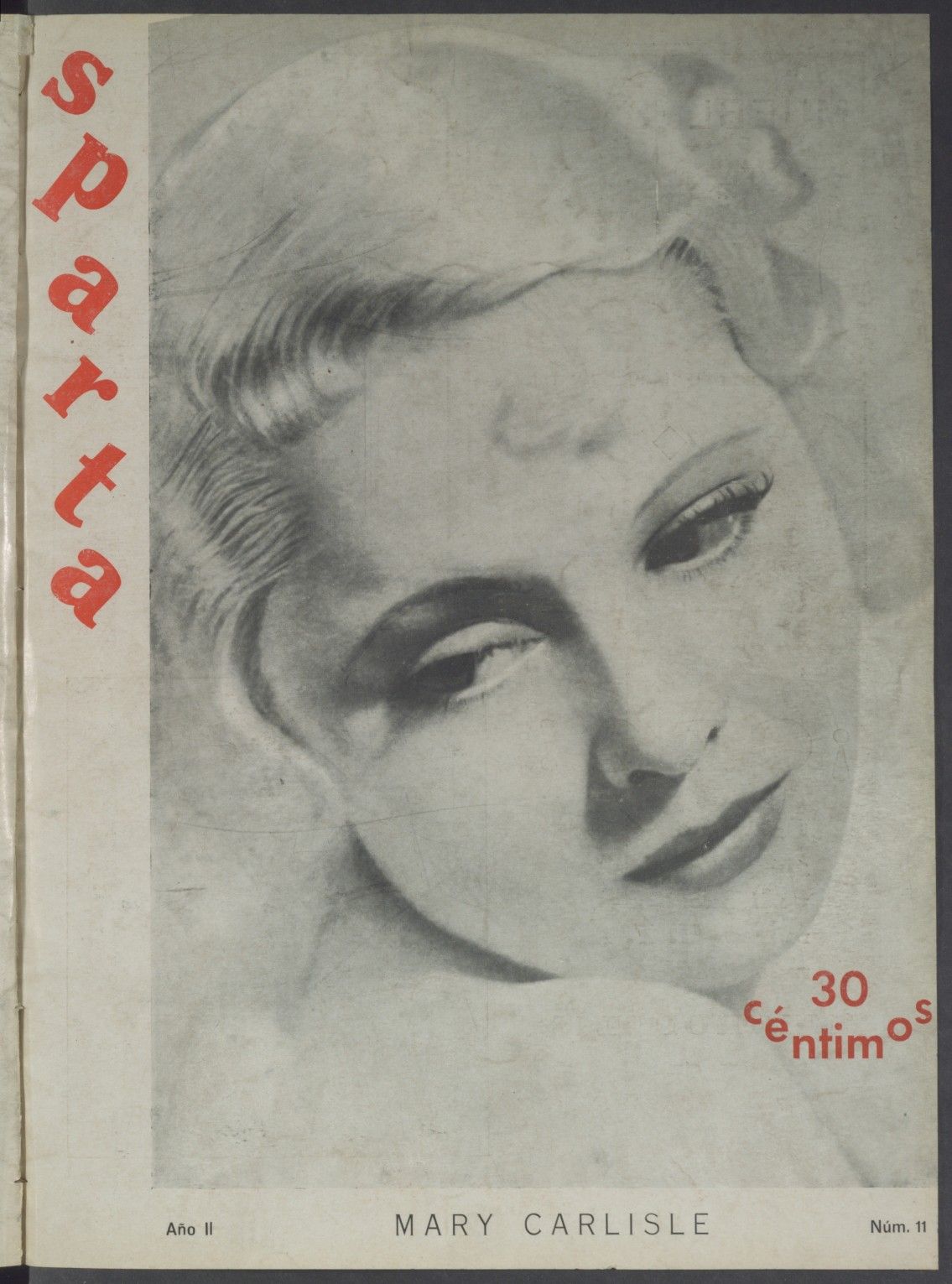 CINEMA SPARTA magazine side cover Issue 11 30 January 1935