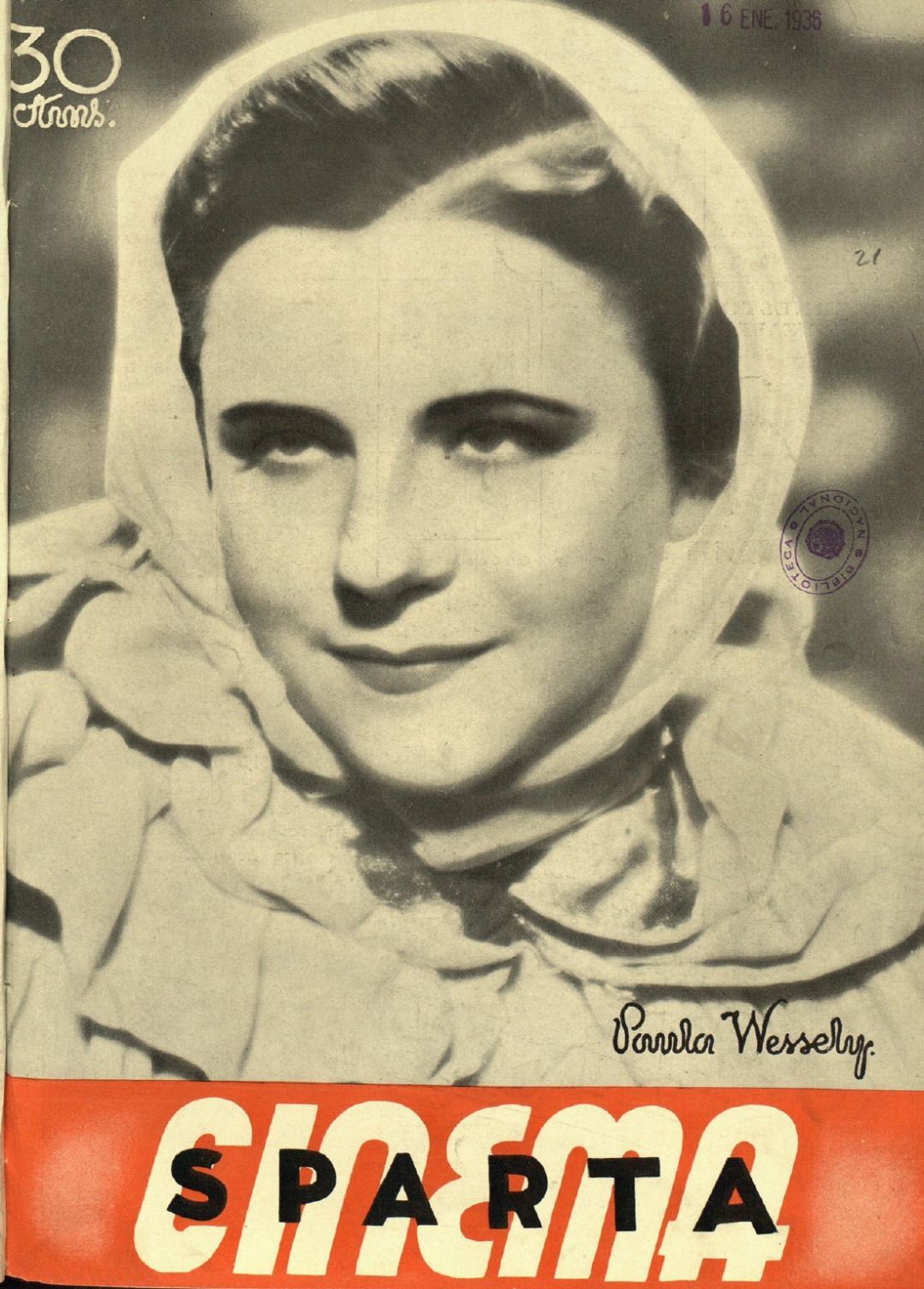 CINEMA SPARTA magazine side cover Issue 21 28 August 1935