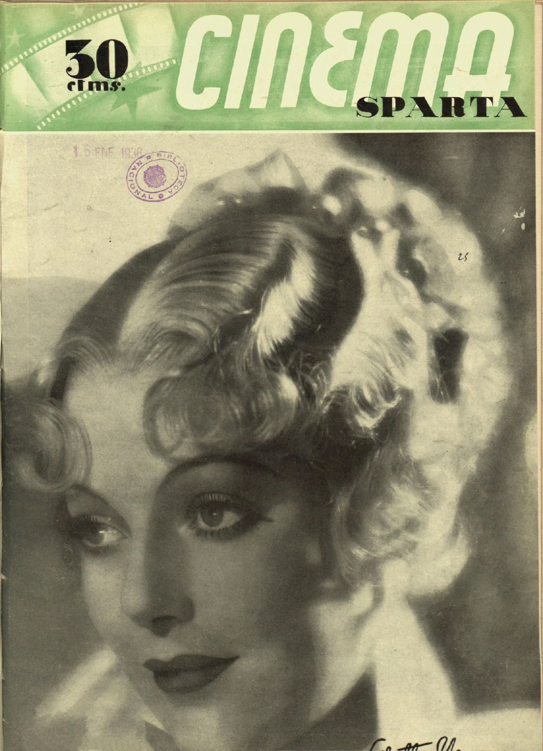 CINEMA SPARTA magazine side cover Issue 25 16 November 1935