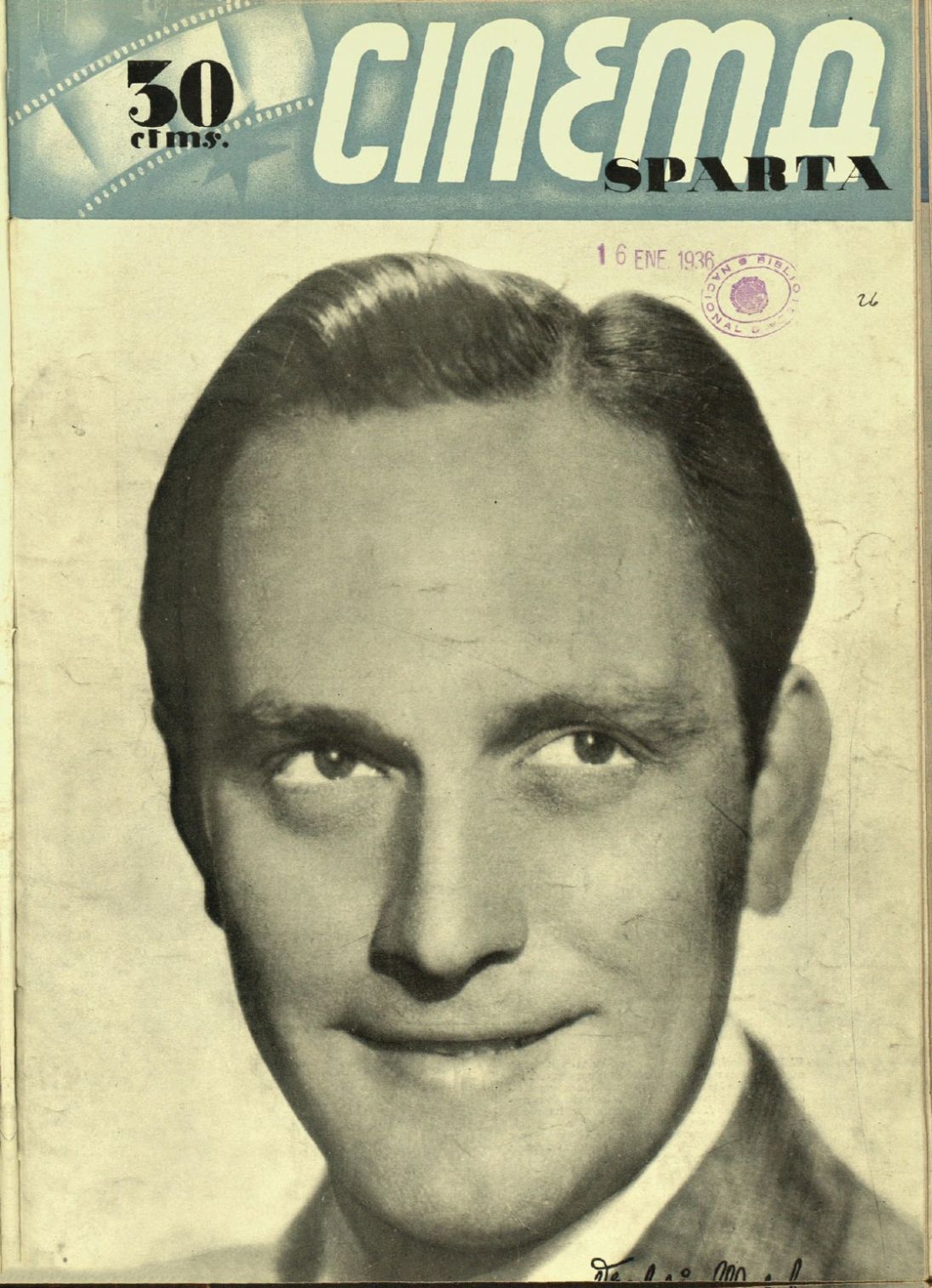 CINEMA SPARTA magazine side cover Issue 26 30 November 1935