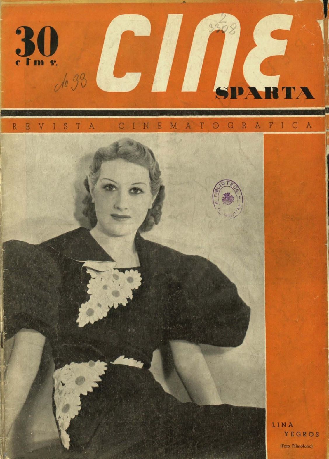 CINEMA SPARTA magazine side cover Issue 33 28 March 1936