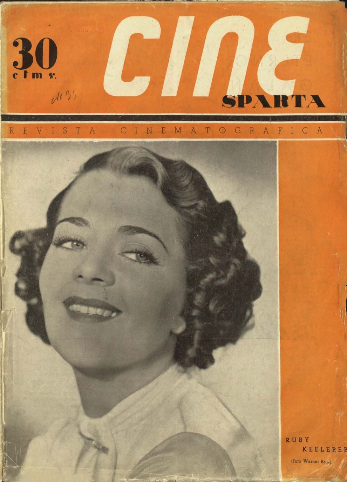 CINEMA SPARTA magazine side cover Issue 35 30 April 1936