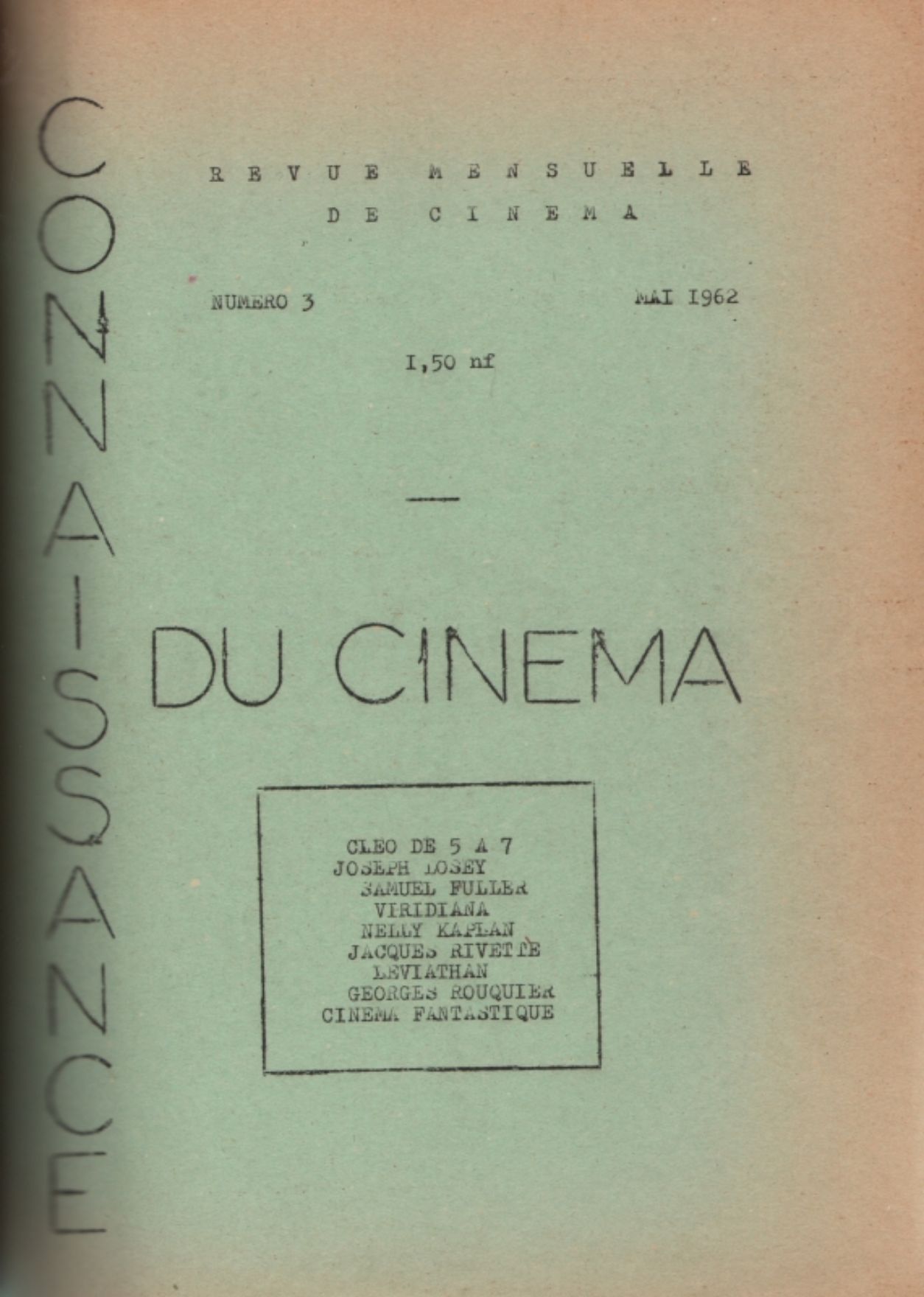 CINEMATEXTE magazine side cover Issue 3  May 1962