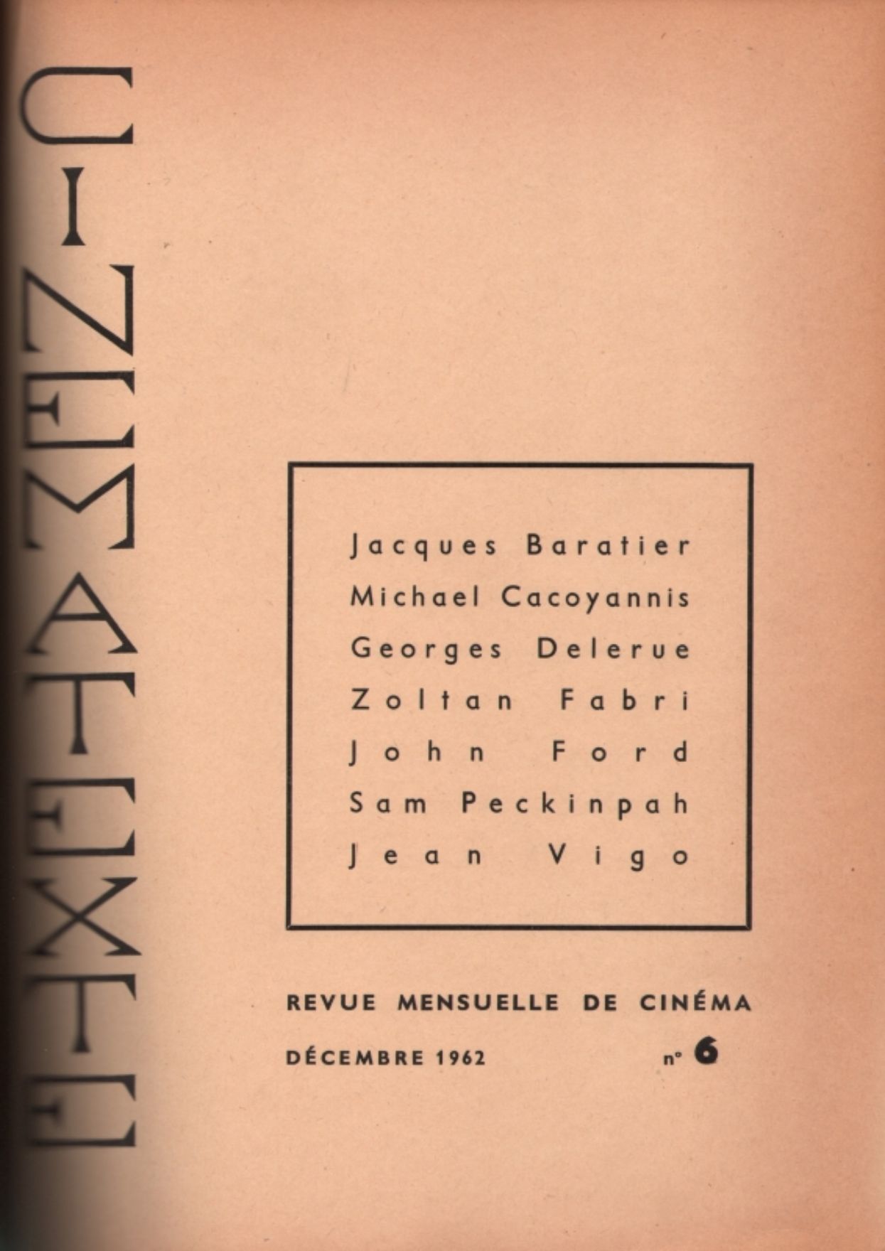 CINEMATEXTE magazine side cover Issue 6  December 1962