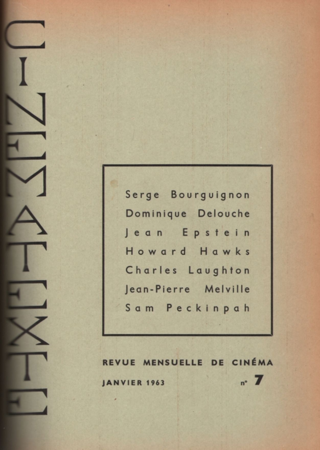 CINEMATEXTE magazine side cover Issue 7  January 1963