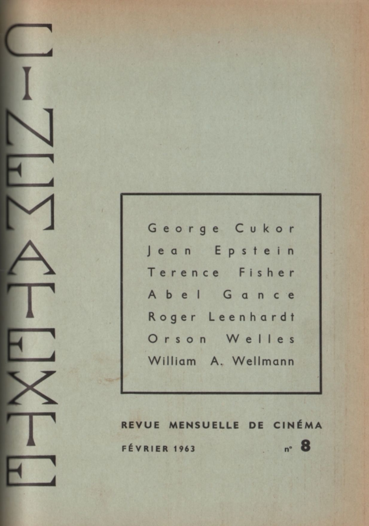 CINEMATEXTE magazine side cover Issue 8  February 1963