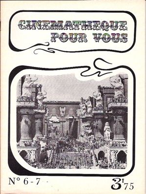 CINEMATHEQUE POUR VOUS magazine side cover Issue 6/7 January/March 1973