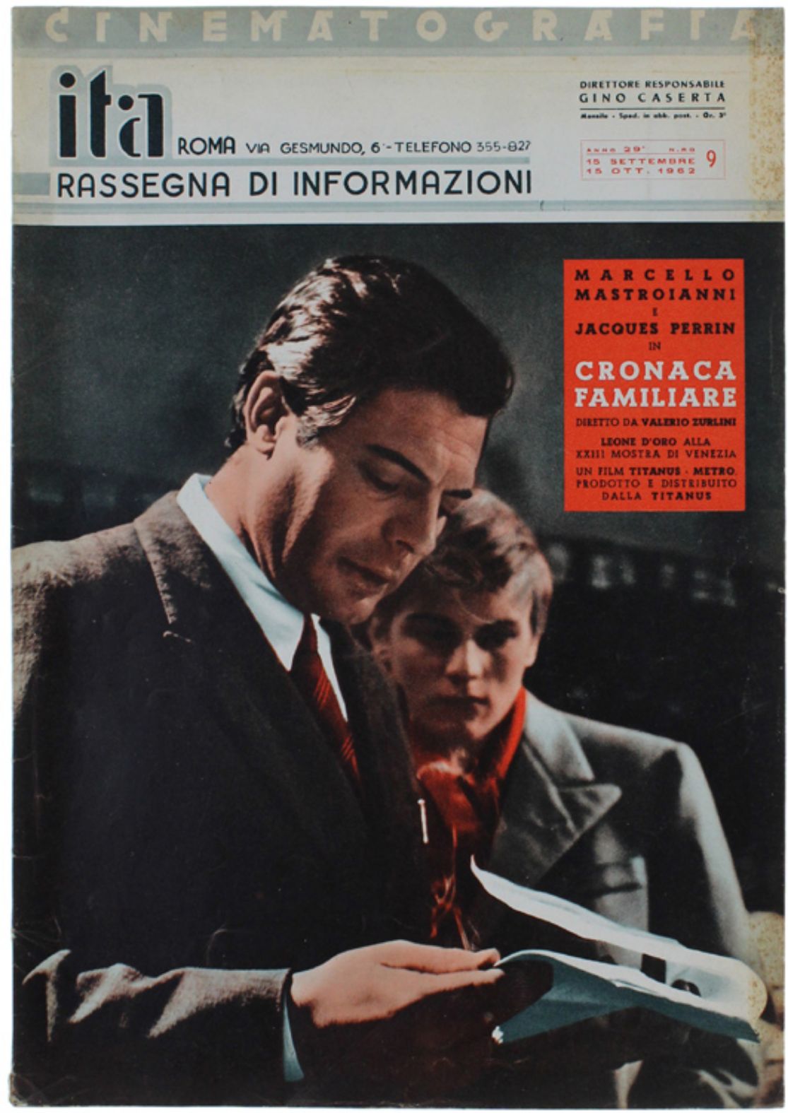 CINEMATOGRAFIA ITA magazine side cover Issue 9  September/October 1962