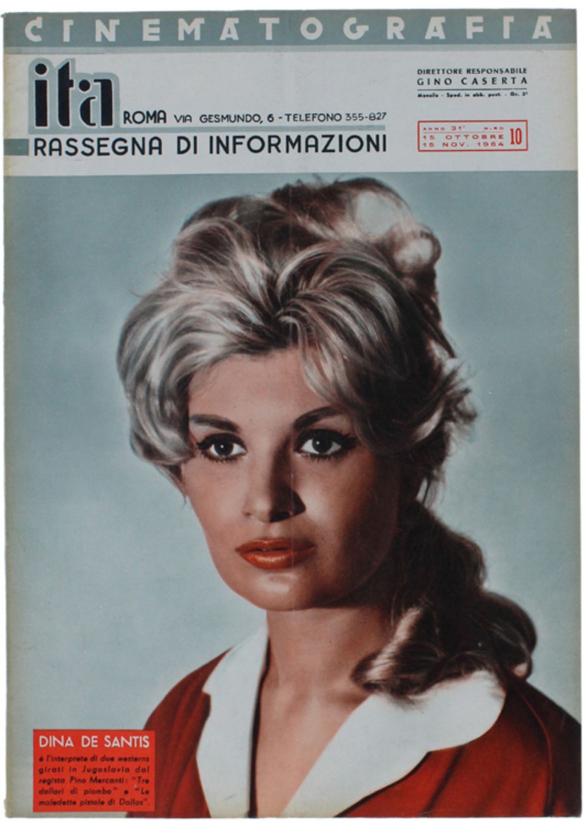 CINEMATOGRAFIA ITA magazine side cover Issue 10  October/November 1964