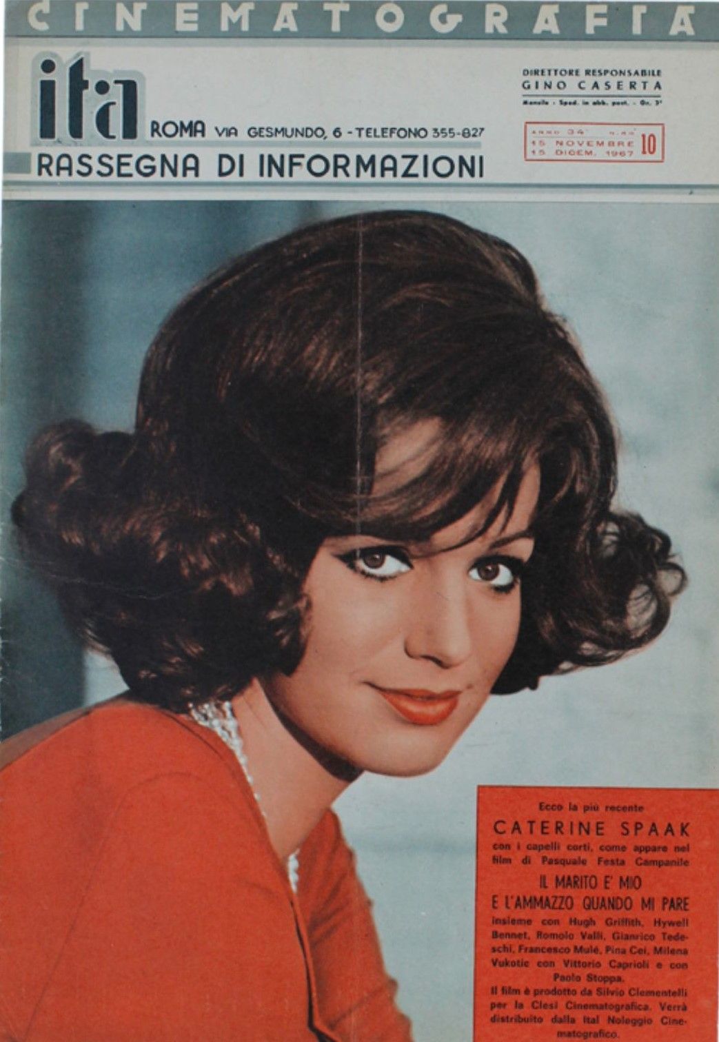CINEMATOGRAFIA ITA magazine side cover Issue 10  November/December 1967