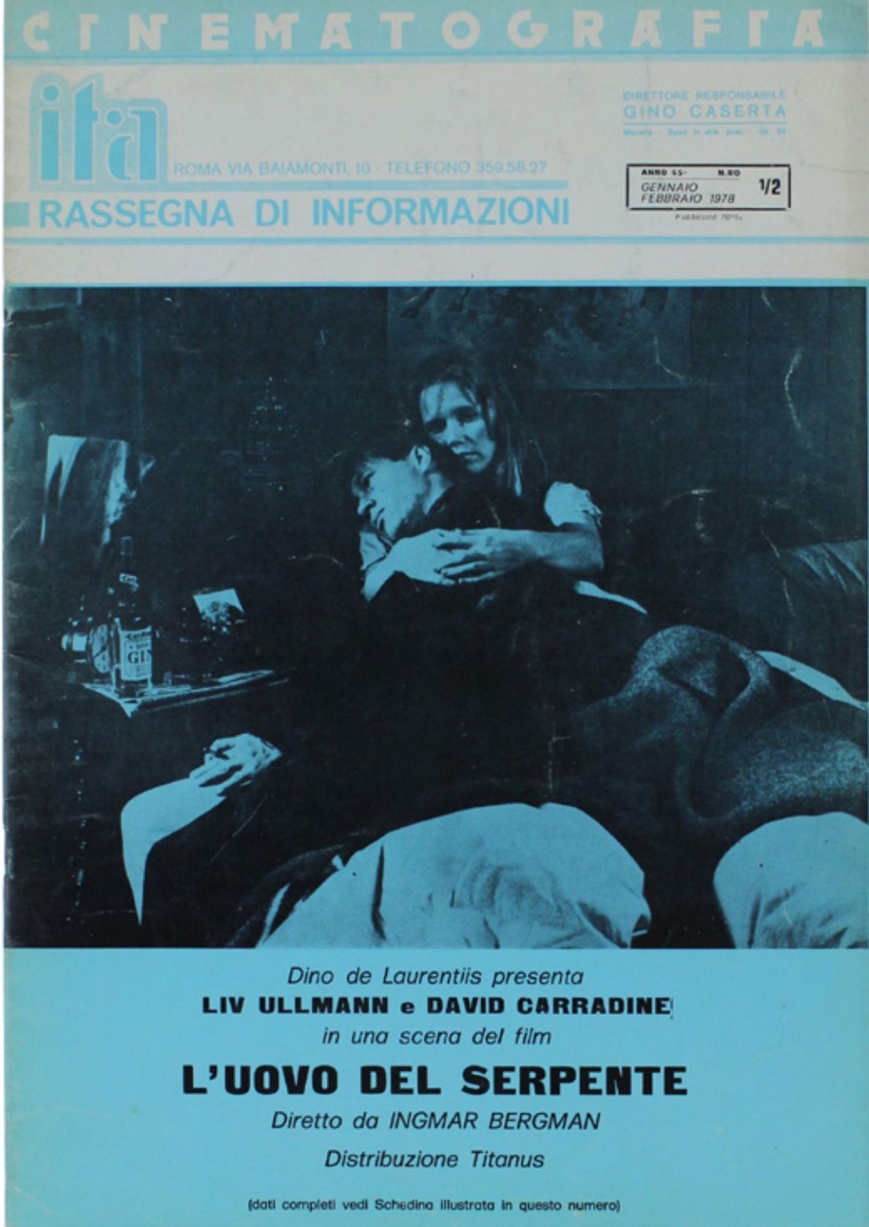 CINEMATOGRAFIA ITA magazine side cover Issue 1-2  January/February 1978