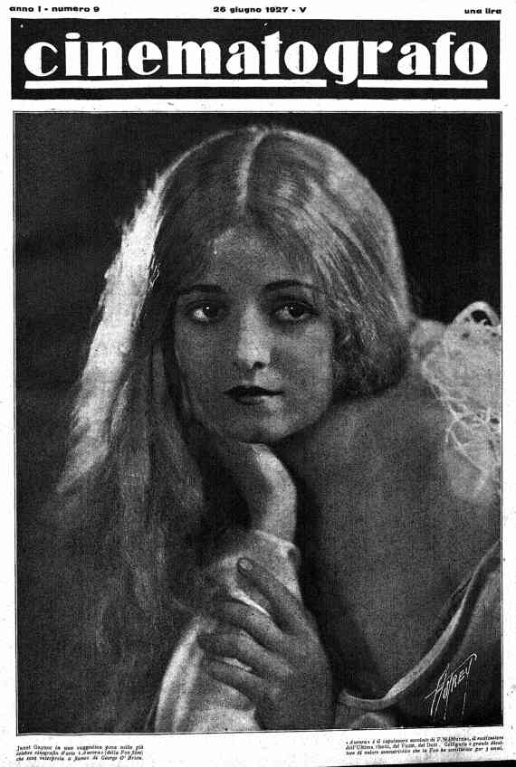 CINEMATOGRAFO magazine side cover Issue 9 26 June 1927