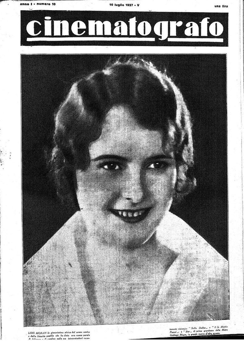 CINEMATOGRAFO magazine side cover Issue 10 10 July 1927
