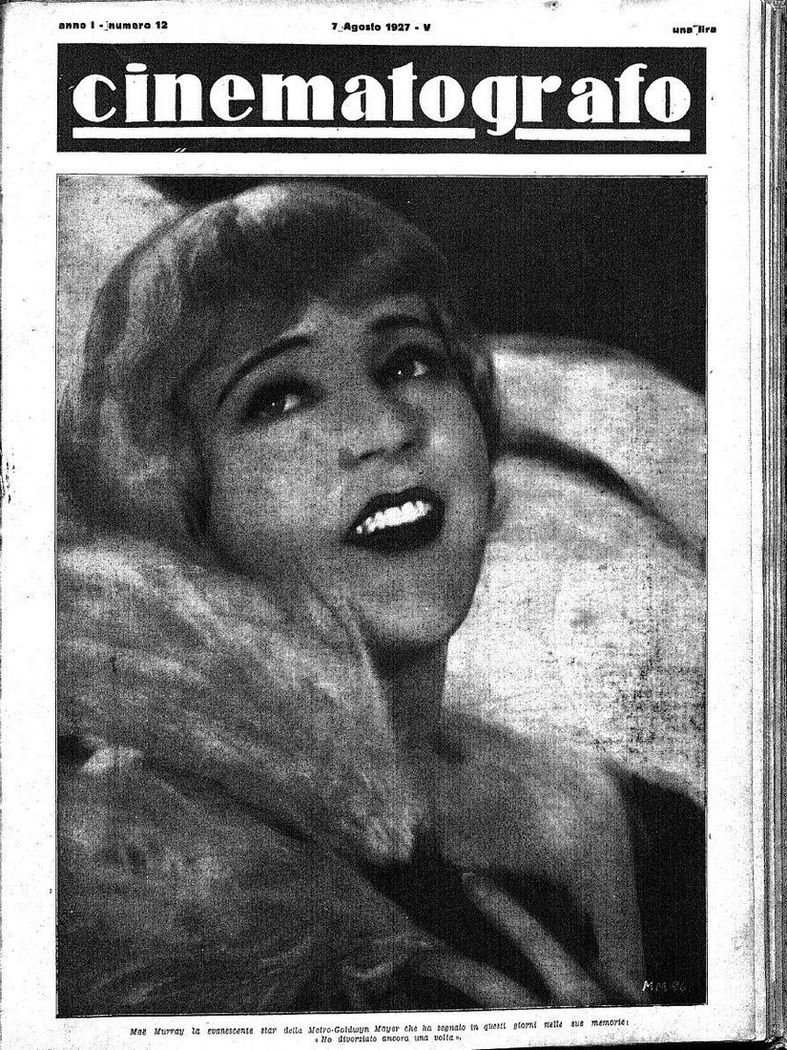 CINEMATOGRAFO magazine side cover Issue 12 7 August 1927