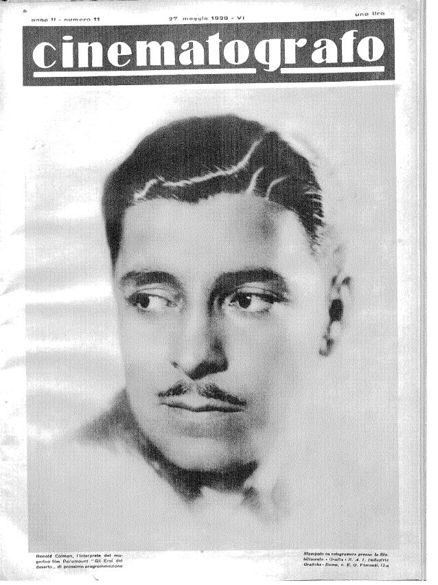 CINEMATOGRAFO magazine side cover Issue 11 27 May 1928