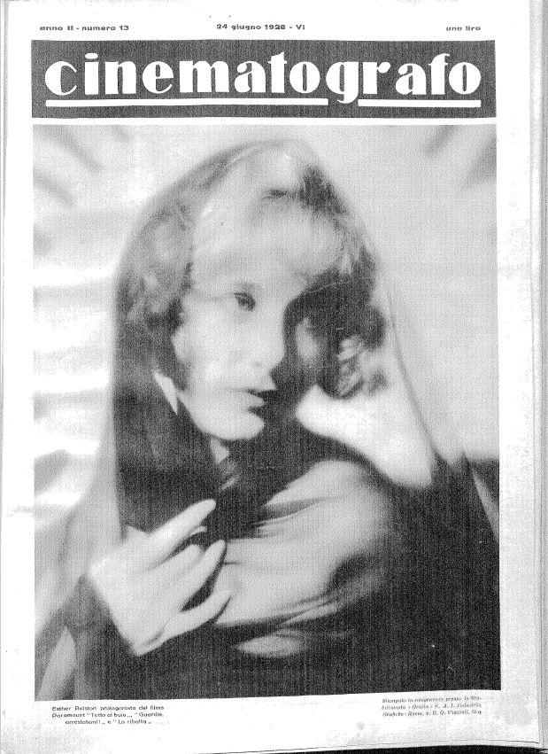 CINEMATOGRAFO magazine side cover Issue 13 24 June 1928