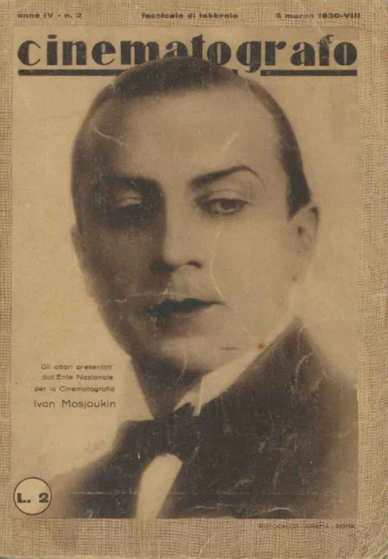 CINEMATOGRAFO magazine side cover Issue 2 5 March 1930