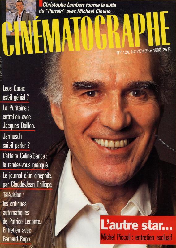 CINEMATOGRAPHE magazine side cover Issue 124 November 1986