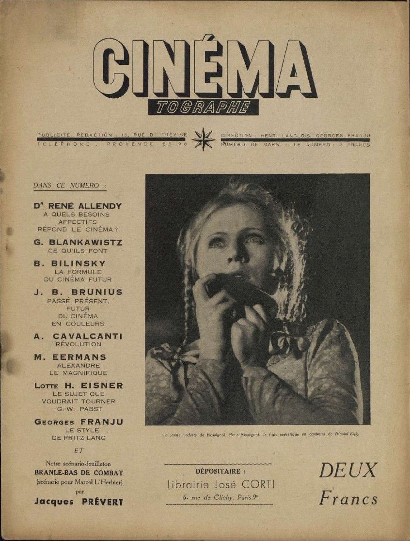 CINEMATOGRAPHE (1937) magazine side cover Issue 1  March 1937