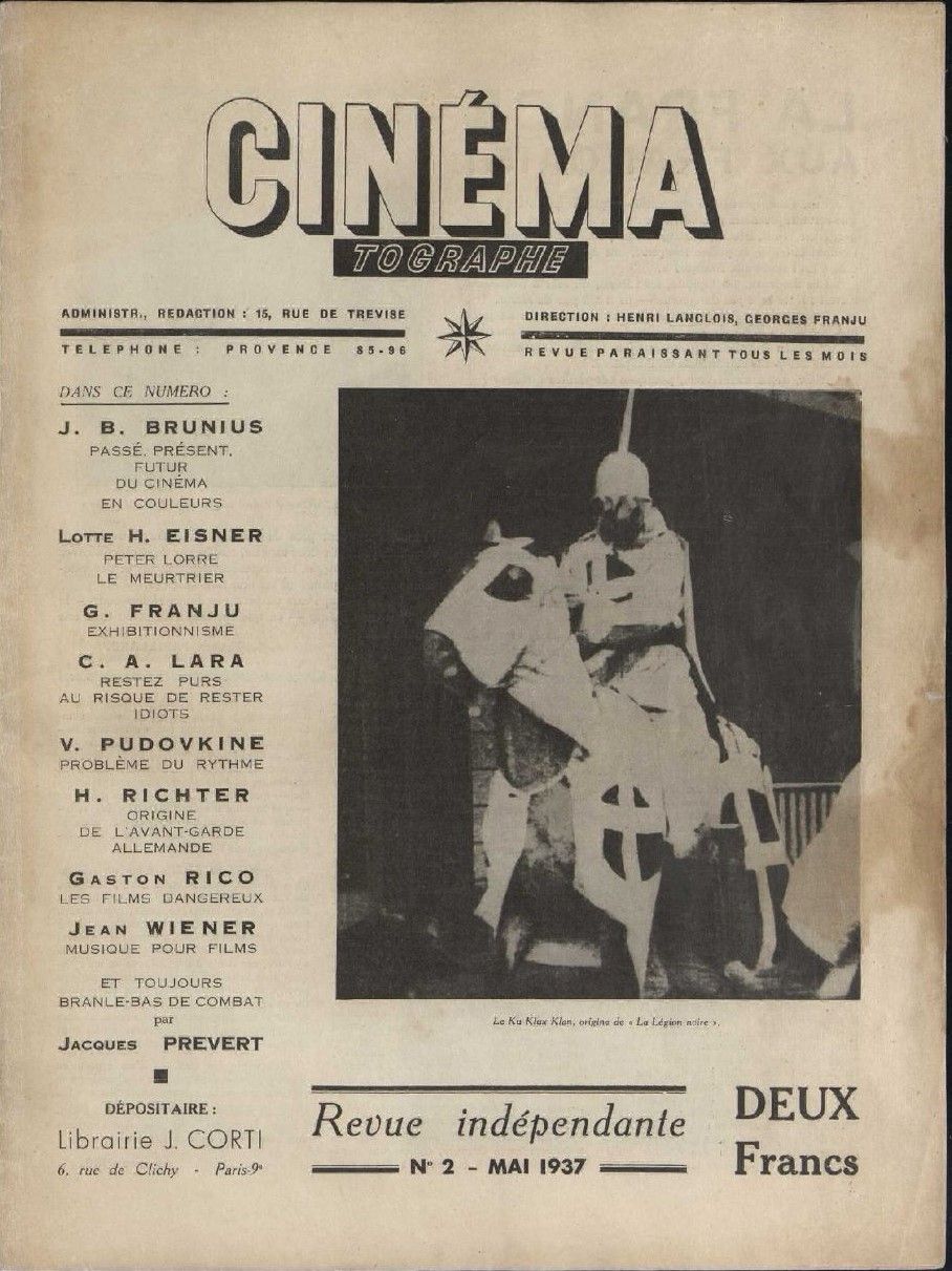 CINEMATOGRAPHE (1937) magazine side cover Issue 2  May 1937