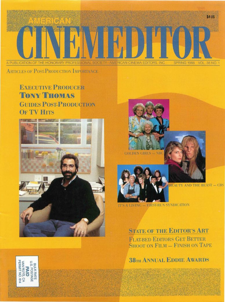 CINEMA EDITOR magazine side cover  Vol 38 No  1 Spring 1988