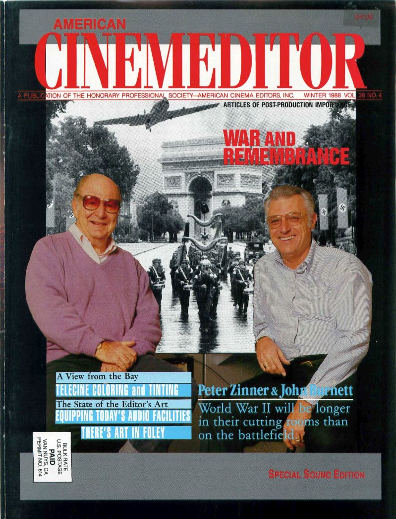 CINEMA EDITOR magazine side cover  Vol 38 No  4 Winter 1988