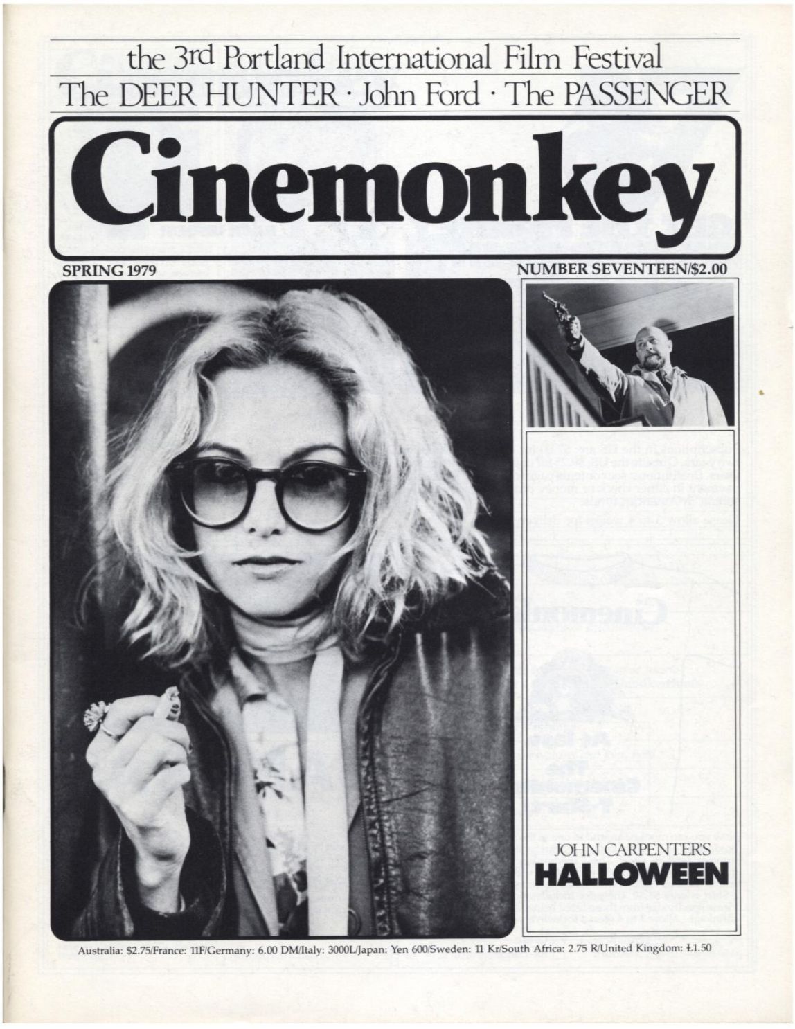 CINEMONKEY magazine side cover Issue 17  Vol 5 No  2 Spring 1979