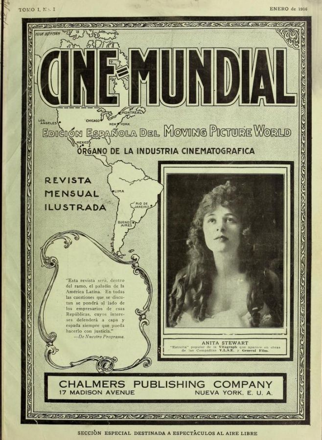 CINE-MUNDIAL magazine side cover Issue 1 January 1916