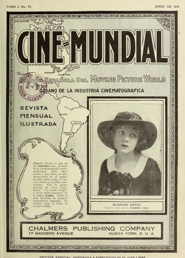 CINE-MUNDIAL magazine side cover Issue 6 June 1916
