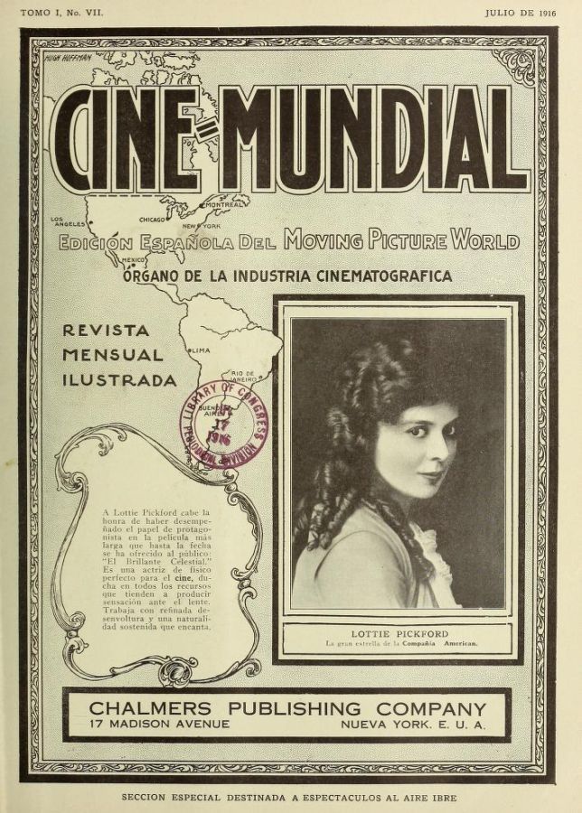 CINE-MUNDIAL magazine side cover Issue 7 July 1916