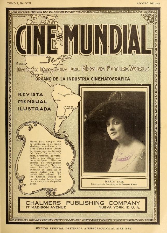 CINE-MUNDIAL magazine side cover Issue 8 August 1916