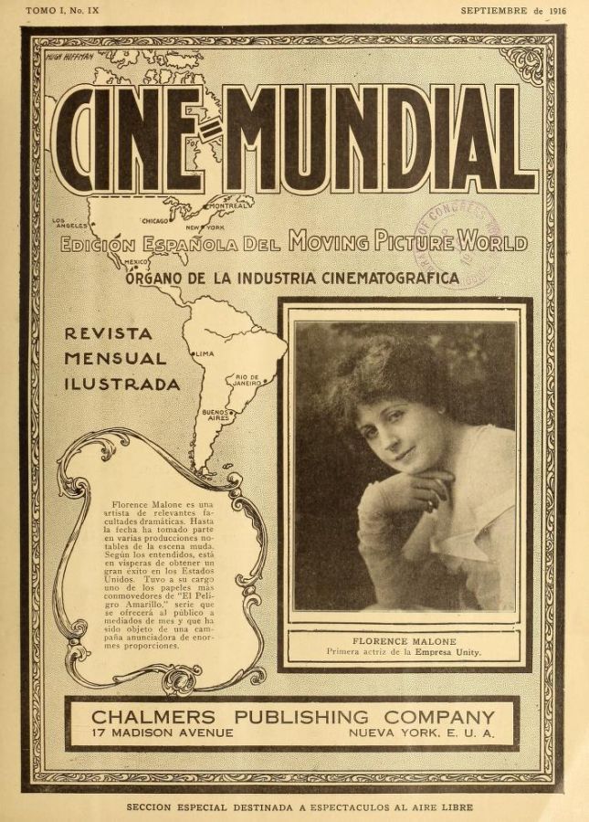 CINE-MUNDIAL magazine side cover Issue 9 September 1916