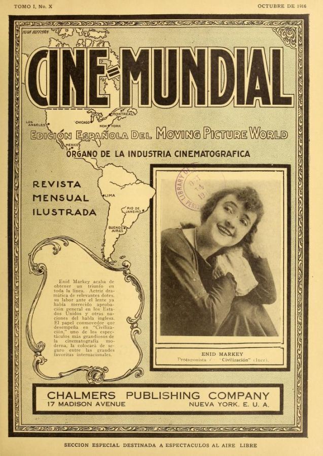 CINE-MUNDIAL magazine side cover Issue 10 October 1916
