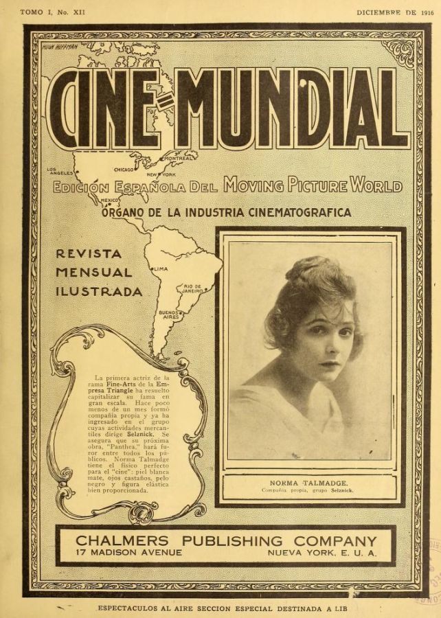 CINE-MUNDIAL magazine side cover Issue 12 December 1916