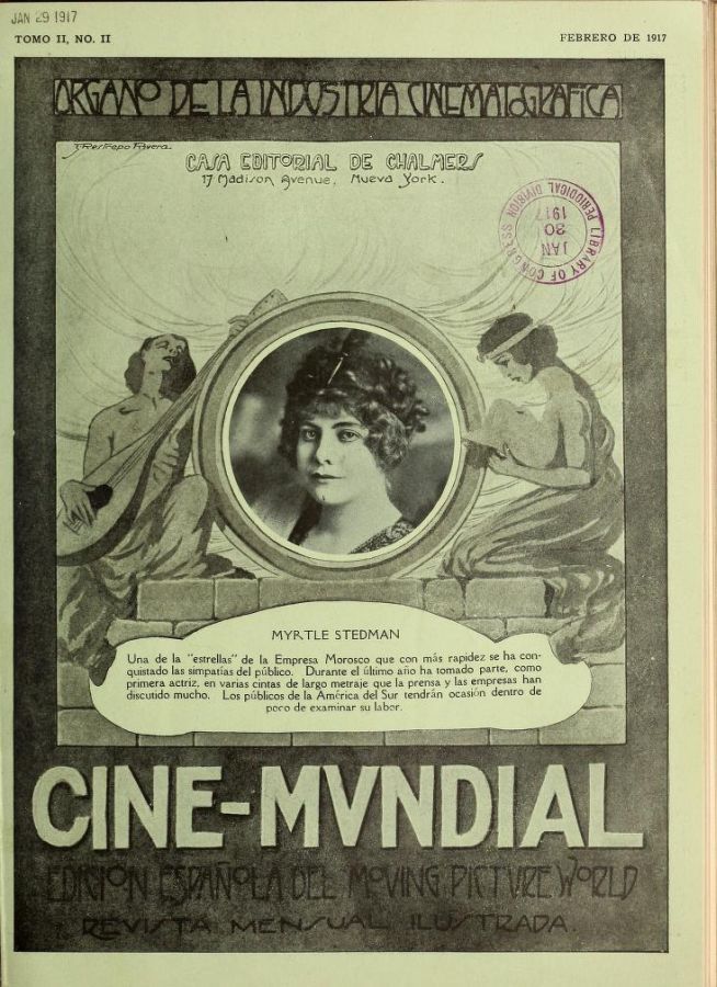CINE-MUNDIAL magazine side cover February 1917