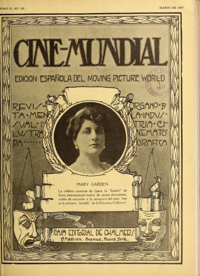CINE-MUNDIAL magazine side cover March 1917