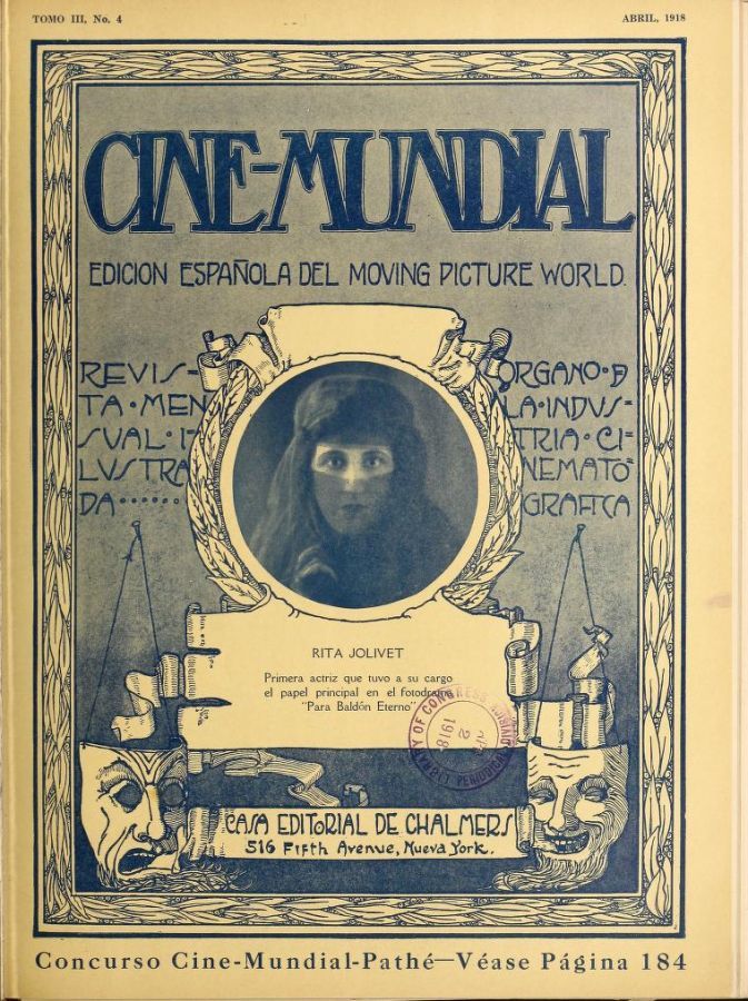CINE-MUNDIAL magazine side cover April 1918