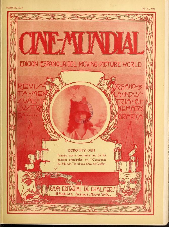 CINE-MUNDIAL magazine side cover July 1918