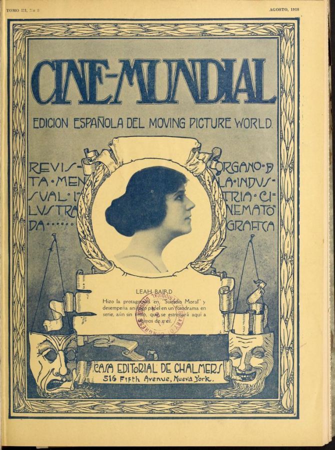 CINE-MUNDIAL magazine side cover August 1918