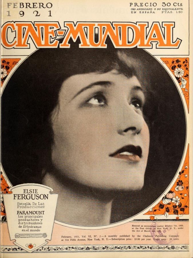 CINE-MUNDIAL magazine side cover February 1921