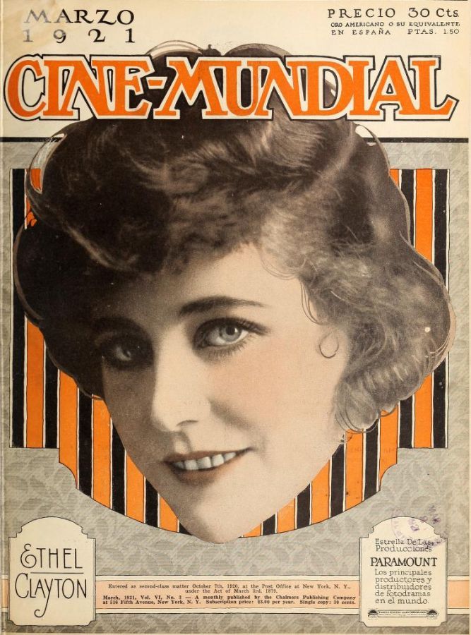 CINE-MUNDIAL magazine side cover March 1921