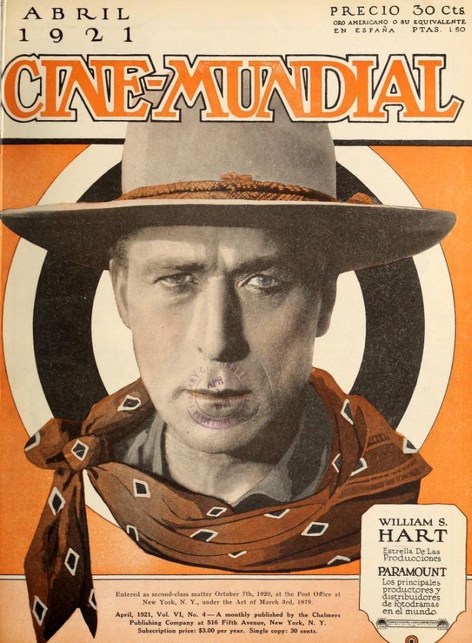 CINE-MUNDIAL magazine side cover April 1921