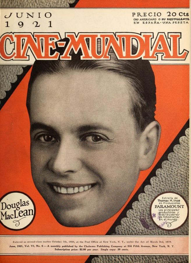 CINE-MUNDIAL magazine side cover June 1921