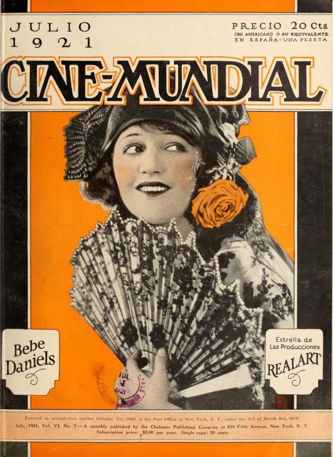 CINE-MUNDIAL magazine side cover July 1921
