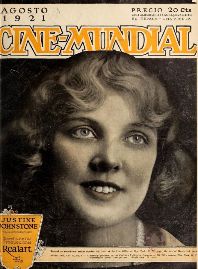 CINE-MUNDIAL magazine side cover August 1921