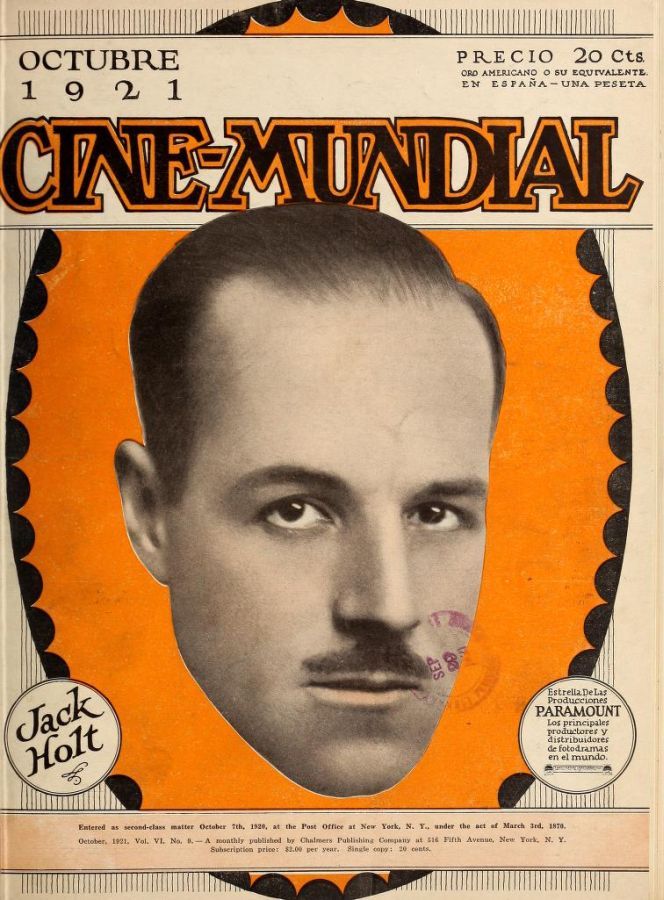 CINE-MUNDIAL magazine side cover October 1921
