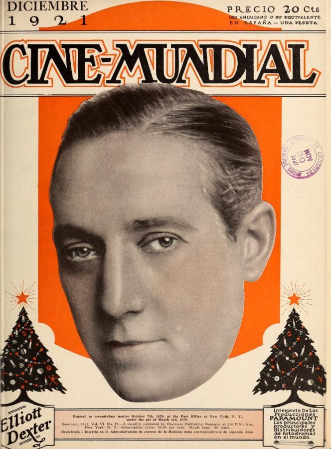 CINE-MUNDIAL magazine side cover December 1921
