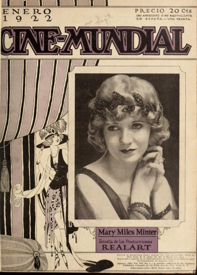 CINE-MUNDIAL magazine side cover January 1922