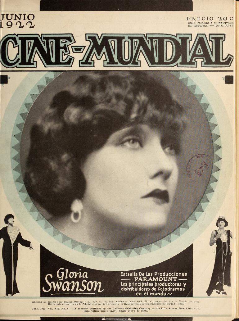 CINE-MUNDIAL magazine side cover June 1922